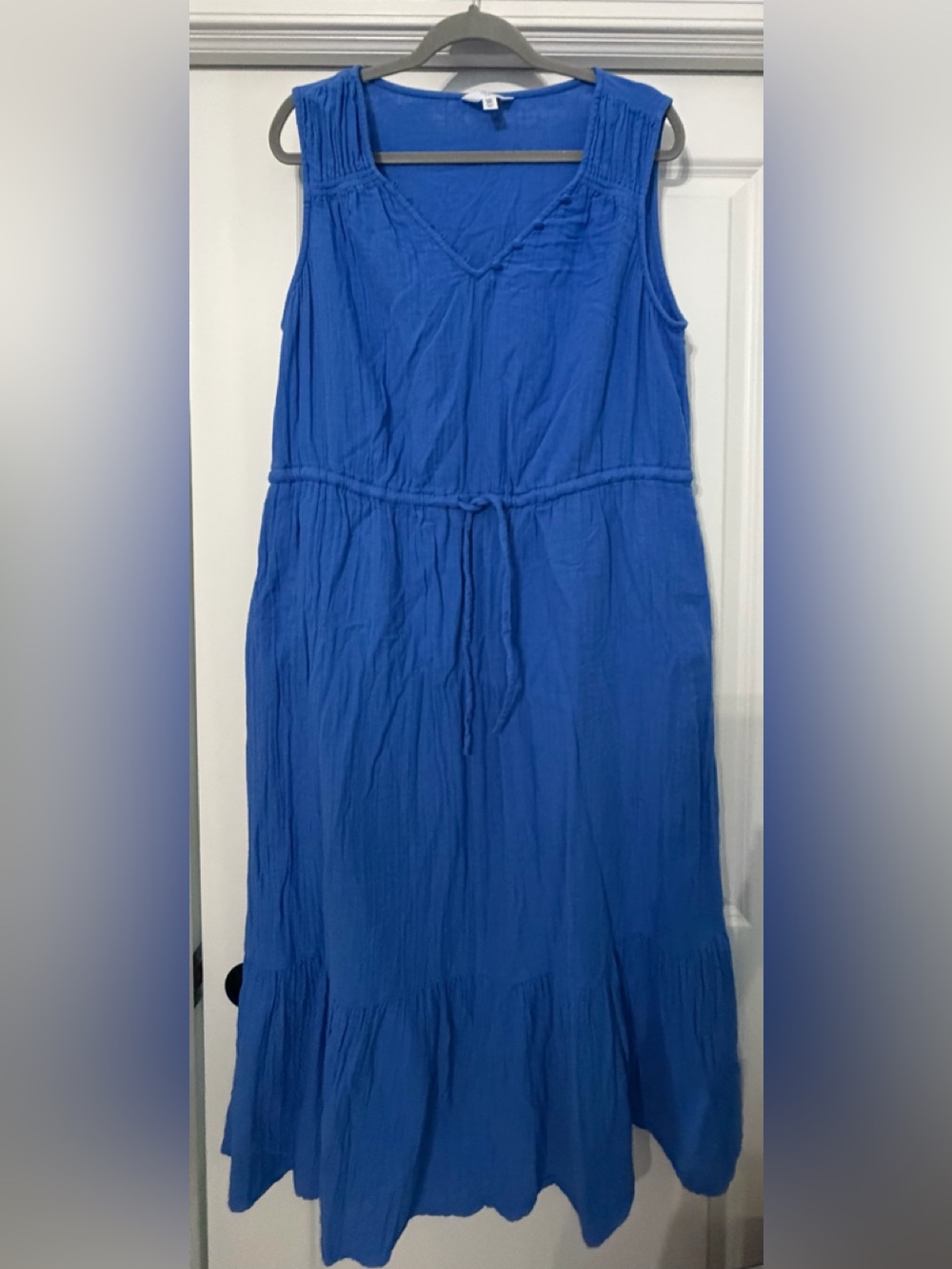 Women’s Sleeveless Blue V-Neck Maxi Dress gauze 2xl